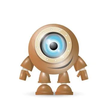 Vector brown cartoon robot isolated on white 스톡 일러스트