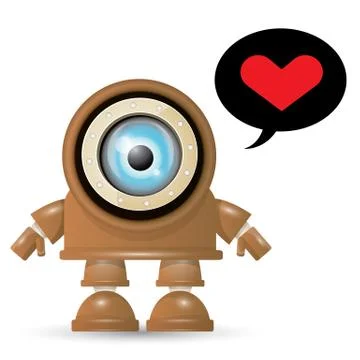 Vector brown cartoon robot isolated on white Illustrazione stock