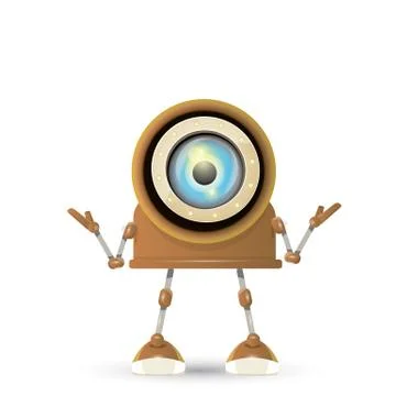 Vector brown cartoon robot isolated on white 스톡 일러스트