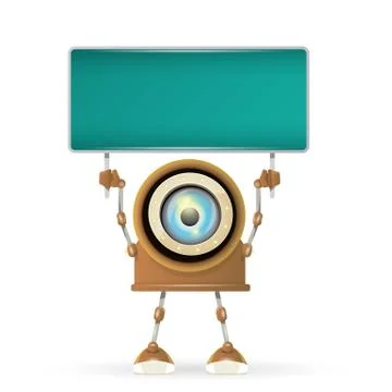 Vector brown cartoon robot isolated on white Illustrazione stock
