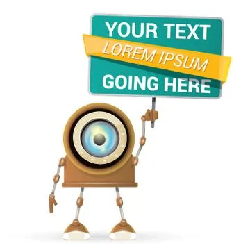 Vector brown cartoon robot isolated on white Stock Illustration