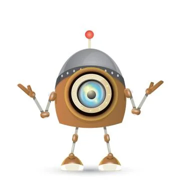 Vector brown cartoon robot isolated on white Illustrazione stock