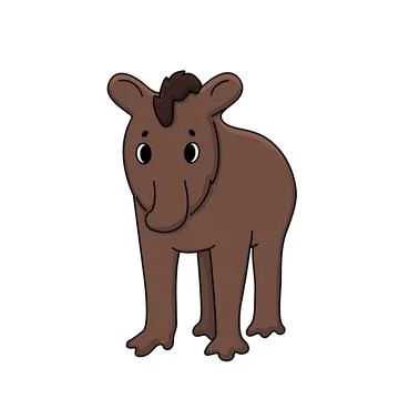 Vector brown cute outline doodle cartoon young funny american south pinchaque Stock Illustration