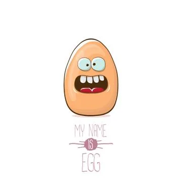 Vector brown egg cartoon characters isolated on white background. My name is egg Ilustración de archivo