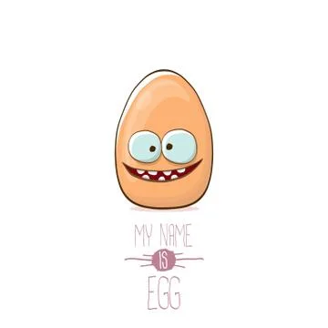 Vector brown egg cartoon characters isolated on white background. My name is egg Stock Illustration