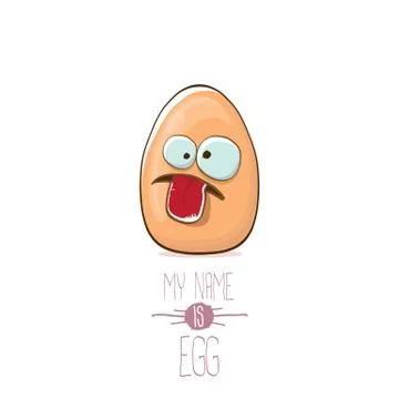Vector brown egg cartoon characters isolated on white background. My name is egg Stock Illustration