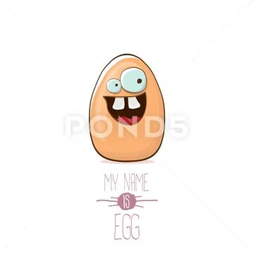 Vector brown egg cartoon characters isolated on white background. My name is egg Stock Illustration