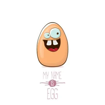Vector brown egg cartoon characters isolated on white background. My name is egg Stock Illustration