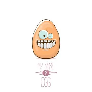 Vector brown egg cartoon characters isolated on white background. My name is egg Stock Illustration