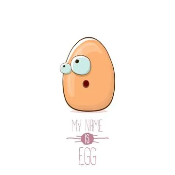 Vector brown egg cartoon characters isolated on white background. My name is egg Stock Illustration