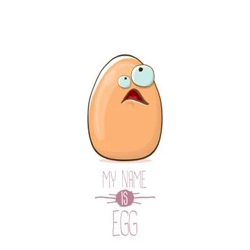 Vector brown egg cartoon characters isolated on white background. My name is egg Stock Illustration