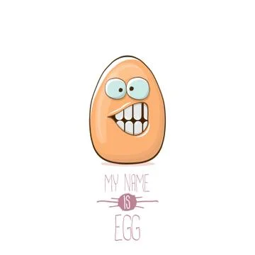 Vector brown egg cartoon characters isolated on white background. My name is egg Stock Illustration
