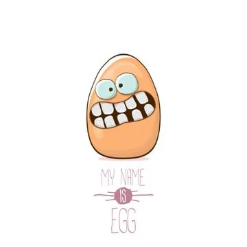 Vector brown egg cartoon characters isolated on white background. My name is egg Stock Illustration