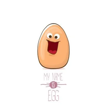 Vector brown egg cartoon characters isolated on white background. My name is egg Ilustración de archivo