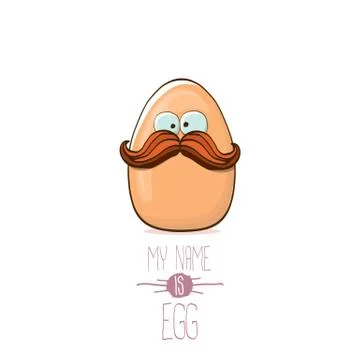 Vector brown egg cartoon characters isolated on white background. My name is egg Stock Illustration