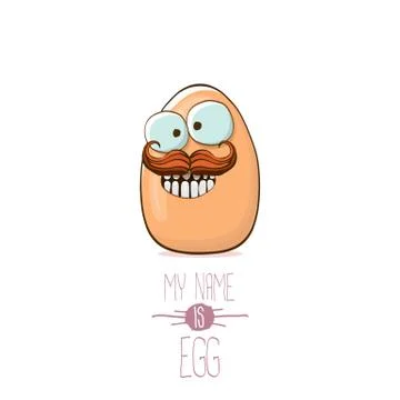 Vector brown egg cartoon characters isolated on white background. My name is egg Stock Illustration