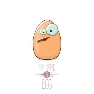 Vector brown egg cartoon characters isolated on white background. My name is egg Stock Illustration