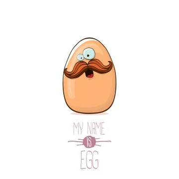 Vector brown egg cartoon characters isolated on white background. My name is egg Stock Illustration