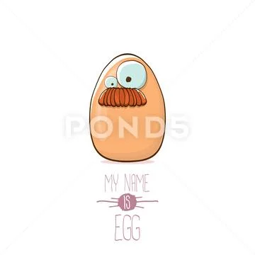 Vector brown egg cartoon characters isolated on white background. My name is egg Stock Illustration