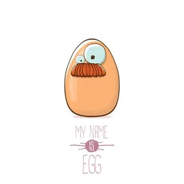Vector brown egg cartoon characters isolated on white background. My name is egg Stock Illustration