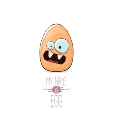 Vector brown egg cartoon characters isolated on white background. My name is egg Stock Illustration