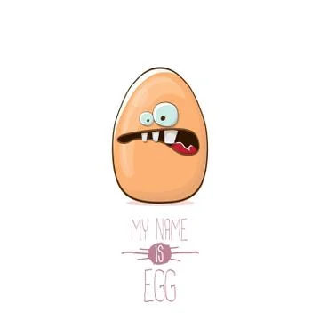 Vector brown egg cartoon characters isolated on white background. My name is egg Stock Illustration