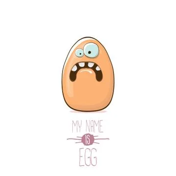 Vector brown egg cartoon characters isolated on white background. My name is egg Stock Illustration