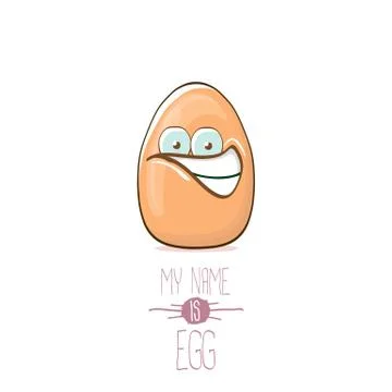 Vector brown egg cartoon characters isolated on white background. My name is egg Stock Illustration