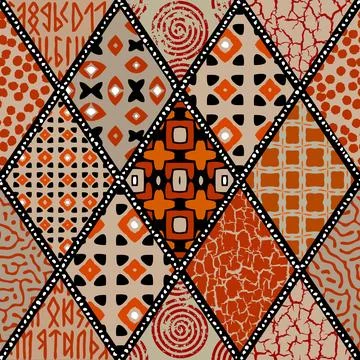 Vector brown ethnic tribal pattern. Seamless art image. Stock Illustration