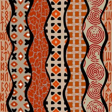Vector brown ethnic tribal pattern. Seamless art image. Stock Illustration