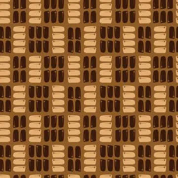 Vector brown geometric basket weave wicker motif seamless pattern. Perfect fo Stock Illustration