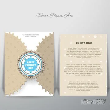 Vector brown greeting paper envelope with blue label and insert which is le.. Stock Illustration