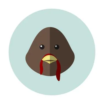 Vector brown icon of turkey bird on blue background illustration. Stock Illustration