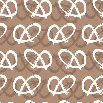 Vector brown monochrome pretzel repeat pattern. Perfect for fabric, scrapbook Stock Illustration