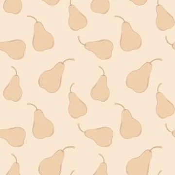 Vector brown pear seamless pattern. Monochrome background fruits Stock Illustration