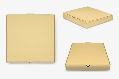 Vector Brown Pizza Box Blank Template for Branding and Packaging Design. Empty Stock Illustration