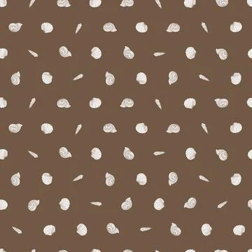 Vector brown repeat pattern with small seashells. Suitable for gift wrap, tex Stock Illustration