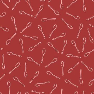 Vector brown spoons simple monochrome repeat pattern. Perfect for fabric, scr Stock Illustration
