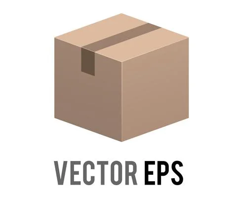 Vector brown square recycled cardboard product parcel box icon with packing t Illustrazione stock