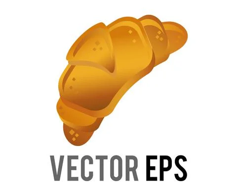 Vector brown sweet croissant bread icon for partries or breakfast in France Stock Illustration