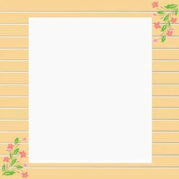 Vector brown wooden wall frame border with flower for text Stock Illustration