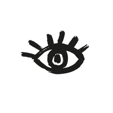 Vector brush painted eye. Illustrazione stock