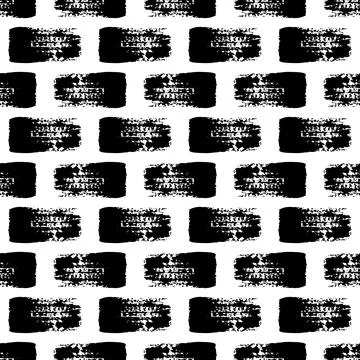 Vector Brush Seamless Pattern Grange Minimalist Geometric Design in Black Color Stock Illustration