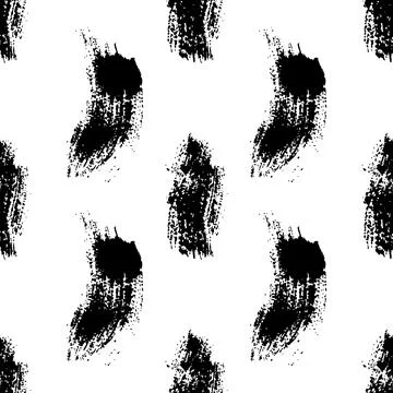 Vector Brush Seamless Pattern Grange Minimalist Geometric Design in Black Color Stock Illustration