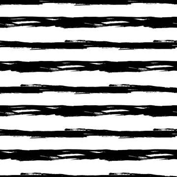 Vector Brush Seamless Pattern Grange Minimalist Geometric Design in Black Color Stock Illustration