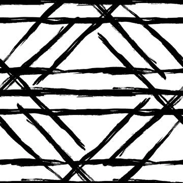 Vector Brush Seamless Pattern Grange Minimalist Geometric Design in Black Color Stock Illustration