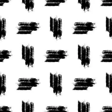 Vector Brush Seamless Pattern Grange Minimalist Geometric Design in Black Color Illustrazione stock