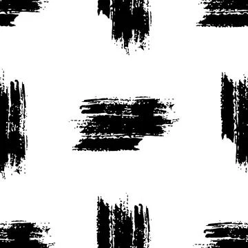 Vector Brush Seamless Pattern Grange Minimalist Geometric Design in Black Color Stock Illustration