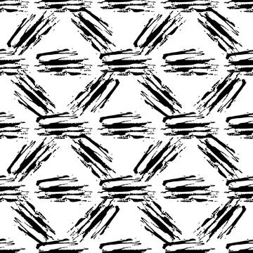 Vector Brush Seamless Pattern Grange Minimalist Geometric Design in Black Color Illustrazione stock