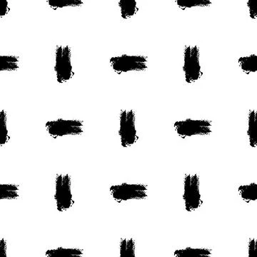 Vector Brush Seamless Pattern Grange Minimalist Geometric Design in Black Color Stock Illustration